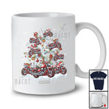 Personalized Custom Name Santa Motorcycle On Christmas Tree; Joyful X-mas Snow Lights Biker T-Shirt