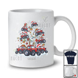 Personalized Custom Name Santa Tractor On Christmas Tree; Joyful X-mas Snow Lights Farmer T-Shirt