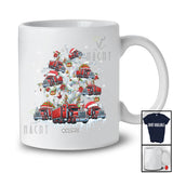 Personalized Custom Name Santa Truck On Christmas Tree; Joyful X-mas Snow Lights Trucker T-Shirt