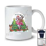 Personalized Custom Name Sloth Riding Flamingo As Reindeer; Lovely Christmas Tree Animal T-Shirt