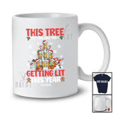 Personalized Custom Name This Tree Ain't Only Thing Getting Lit; Cheerful Christmas Tree Drinking Beer T-Shirt