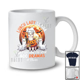 Personalized Custom Name Lunch Lady Llama Ain't Got Time; Joyful Halloween Moon T-Shirt