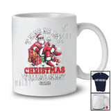 Personalized Custom Name My Christmas Pajama Shirt; Cheerful X-mas Santa Drinking Gin T-Shirt