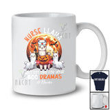 Personalized Custom Name Nurse Llama Ain't Got Time; Joyful Halloween Moon T-Shirt