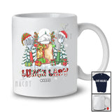 Personalized Custom Name Lunch Lady; Proud Christmas Tree Lights Three Santa Elf Jobs Tools T-Shirt