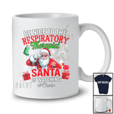 Personalized Custom Name Nice To The Respiratory Therapist; Joyful Christmas Lights Lungs Santa T-Shirt