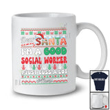 Personalized Custom Name Santa I'm A Good Social Worker; Amazing Christmas Sweater Careers T-Shirt