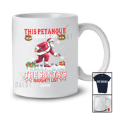 Personalized Custom Name Petanque Team On Santa's Naughty List; Joyful Christmas Player T-Shirt