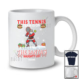 Personalized Custom Name Tennis Team On Santa's Naughty List; Joyful Christmas Player T-Shirt