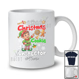 Personalized Custom Name Official Christmas Cookie Inspector; Joyful X-mas Lights Snow Elf Family T-Shirt