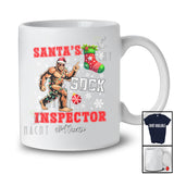 Personalized Custom Name Santa's Sock Inspector; Humorous Christmas Lights Santa Bigfoot T-Shirt