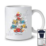 Personalized Custom Name Motorbike Christmas Tree; Amusing X-mas Lights Snow Rider T-Shirt