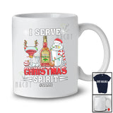 Personalized Custom Name I Serve Christmas Spirit; Joyful Wine Whiskey Bartender Server Waitress T-Shirt