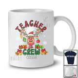 Personalized Custom Name Teacher Crew; Amazing Christmas Red Green Plaid Reindeer Face T-Shirt