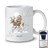 Personalized Santa Sloth Riding Cow Reindeer; Lovely Christmas Custom Name Farmer T-Shirt