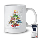 Personalized Custom Name School Bus Christmas Tree; Amusing X-mas Lights Snow Driver T-Shirt