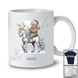 Personalized Santa Sloth Riding Horse Reindeer; Lovely Christmas Custom Name Farmer T-Shirt