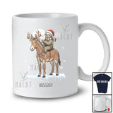 Personalized Santa Sloth Riding Mule Reindeer; Lovely Christmas Custom Name Farmer T-Shirt