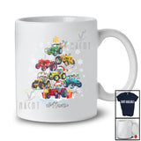Personalized Custom Name Tractor Christmas Tree; Amusing X-mas Lights Snow Tractor Driver T-Shirt