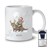 Personalized Santa Sloth Riding Otter Reindeer; Lovely Christmas Custom Name Sea Animal T-Shirt
