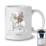 Personalized Santa Sloth Riding Sheep Reindeer; Lovely Christmas Custom Name Farmer T-Shirt