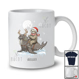 Personalized Santa Sloth Riding Walrus Reindeer; Lovely Christmas Custom Name Sea Animal T-Shirt