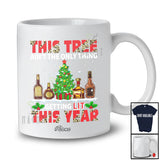 Personalized Custom Name This Tree Ain't Only Thing Getting Lit; Joyful Christmas Wine Drinking T-Shirt