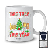 Personalized Custom Name This Tree Ain't Only Thing Getting Lit; Joyful Christmas Beer Drinking T-Shirt