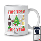 Personalized Custom Name This Tree Ain't Only Thing Lit; Joyful Christmas Wine Bottle Drinking T-Shirt