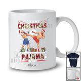 Personalized Custom Name My Christmas Pajama Shirt; Joyful Leopard Plaid Muay Thai Fighting T-Shirt