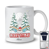 Personalized Custom Name Fitmas; Merry Christmas Moon Tree Santa Swimming T-Shirt