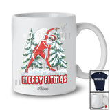 Personalized Custom Name Fitmas; Merry Christmas Moon Tree Santa Aerobic T-Shirt