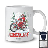 Personalized Custom Name Fitmas; Merry Christmas Moon Tree Santa Cycling T-Shirt