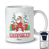 Personalized Custom Name Fitmas; Merry Christmas Muscle Santa Workout Weightlifting T-Shirt