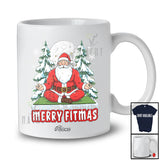 Personalized Custom Name Fitmas; Merry Christmas Moon Tree Santa Yoga T-Shirt