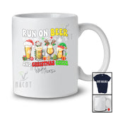 Personalized Custom Name Run On Beer And Christmas Cheer; Joyful Santa Elf Beer; Drinking T-Shirt