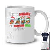Personalized Custom Name Run On Whiskey Christmas Cheer; Joyful Santa Elf Whiskey; Drinking T-Shirt