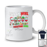 Personalized Custom Name Run On Wine And Christmas Cheer; Joyful Santa Elf Wine; Drinking T-Shirt