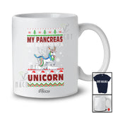 Personalized Custom Name Pancreas Run Over Unicorn; Joyful Christmas Sweater Diabetes Plaid T-Shirt