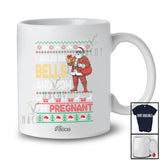 Personalized Custom Name I Jingled His Bells Pregnant; Joyful Christmas Sweater Santa Pregnancy T-Shirt