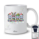 Personalized Custom Name Four Santa Elf Hippo; Adorable Christmas Lights Hippopotamus Animal T-Shirt