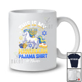 Personalized Custom Name My Hanukkah Pajama Shirt; Lovely Chanukah Lights Unicorn T-Shirt