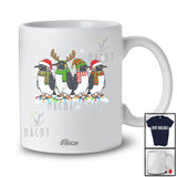 Personalized Custom Name Four Santa Elf Penguin; Adorable Christmas Lights Snow Animal T-Shirt
