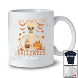 Personalized Custom Name Just Waiting For Halloween; Humorous Skeleton Pumpkin Coffee; Family T-Shirt