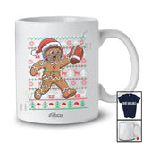 Personalized Custom Name Gingerbread Playing Football; Humorous Christmas Sweater Player T-Shirt