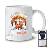 Personalized Custom Name Teacher Llama Ain't Got Time; Joyful Halloween Moon T-Shirt