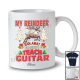 Personalized Custom Name My Reindeer Ran I Teach Guitar; Humorous Christmas Guitar Teacher T-Shirt