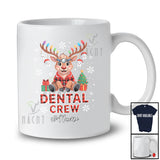 Personalized Custom Name Dental Crew; Lovely Christmas Snow Red Plaid Reindeer Tooth; Dentist T-Shirt