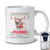 Personalized Custom Name Merry Pugmas; Lovely Christmas Lights Sweater Pug Santa Reindeer T-Shirt