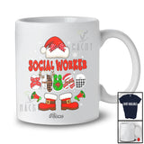 Personalized Custom Name Social Worker Squad; Lovely Christmas Team Plaid Santa Proud Jobs T-Shirt